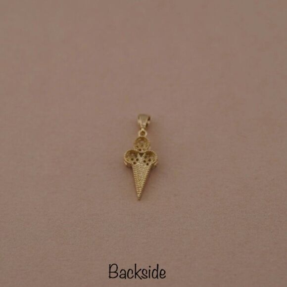 14K Solid Gold Ice Cream Charm | Modern Jewelry | Symbols of Celebration & Joy | - Picture 7 of 9
